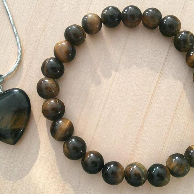 Tigers Eye Necklace and Bracelet Set