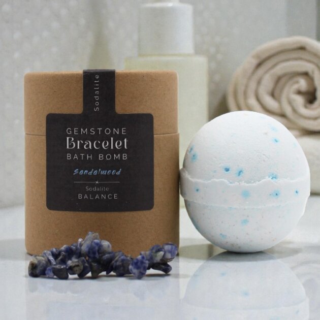 Gemstone Bracelet Bath Bomb. Sodalite, Sandalwood