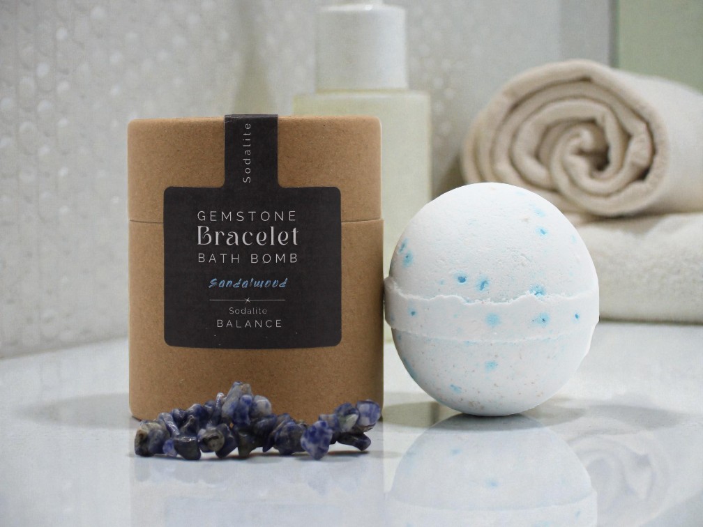 Gemstone Bracelet Bath Bomb. Sodalite, Sandalwood