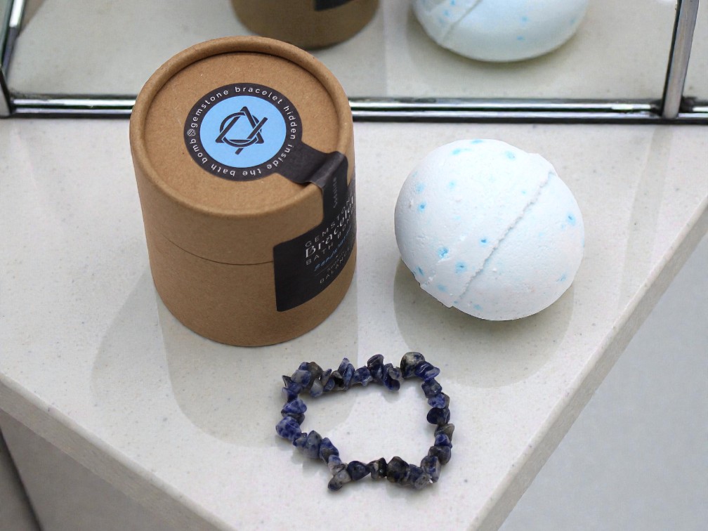 Gemstone Bracelet Bath Bomb. Sodalite, Sandalwood - Image 2