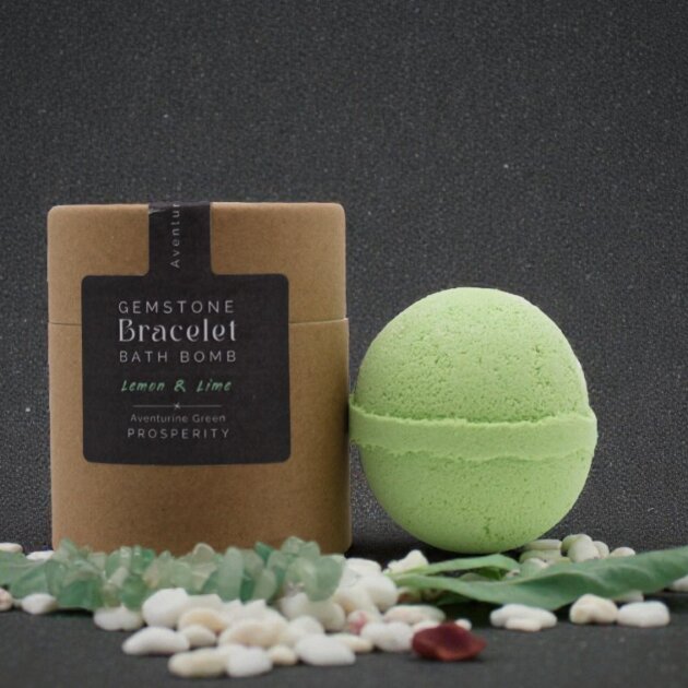 Gemstone Bracelet Bath Bomb. Green Aventurine, Lemon & Lime.