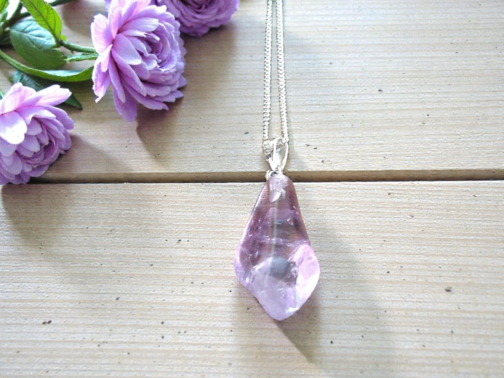 Tumbled Amethyst Sterling Silver Necklace - Image 2