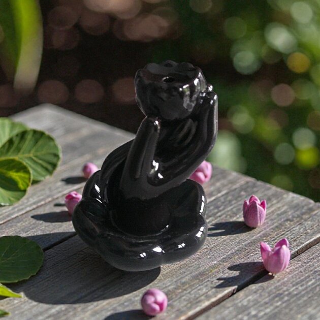 Hand  and Lotus Flower Backflow Incense Burner