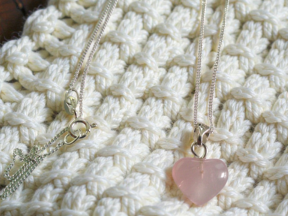 Small Sterling Silver Rose Quartz Heart Pendant Necklace - Image 2