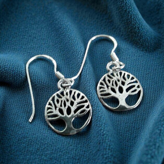 Sterling Silver Tree of Life Drop Earrings