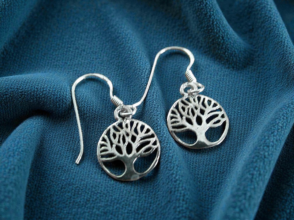 Sterling Silver Tree of Life Drop Earrings