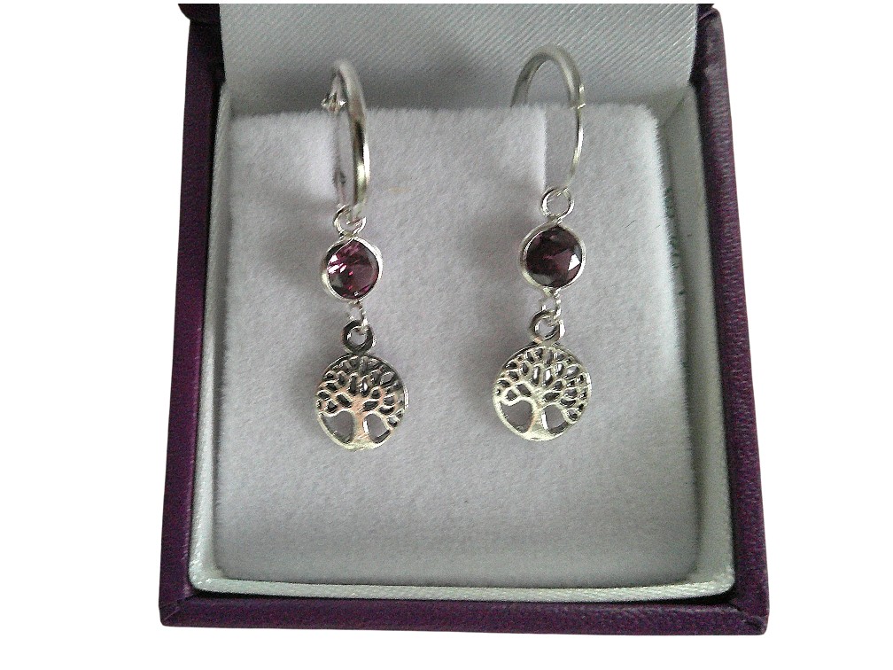 Amethyst Tree of Life Drop Earrings - Image 3