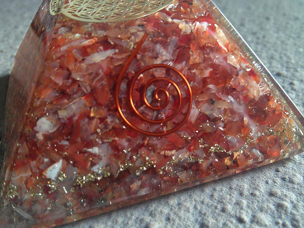 Orgonite Red Carnelian Pyramid 8cm base - Image 3