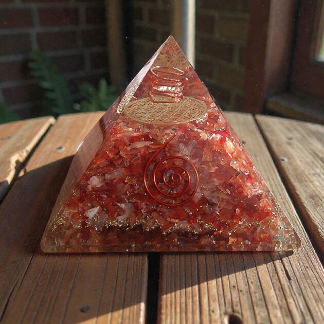Orgonite Red Carnelian Pyramid 8cm base