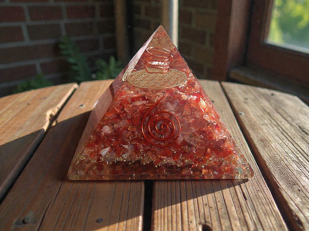 Orgonite Red Carnelian Pyramid 8cm base