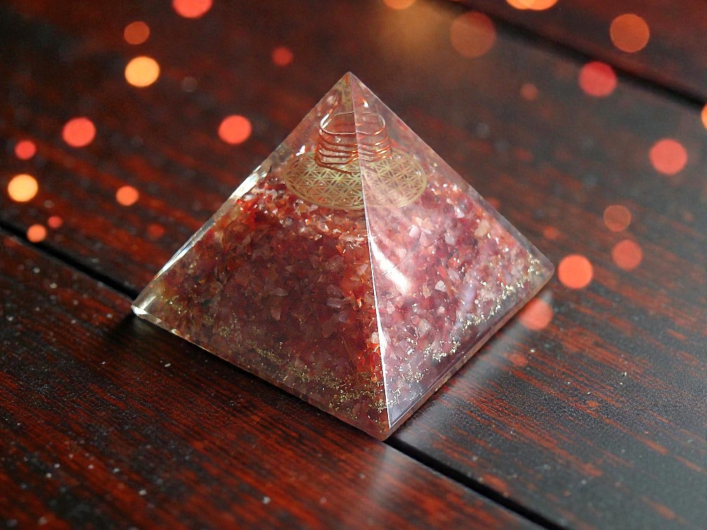 Orgonite Red Carnelian Pyramid 8cm base - Image 2