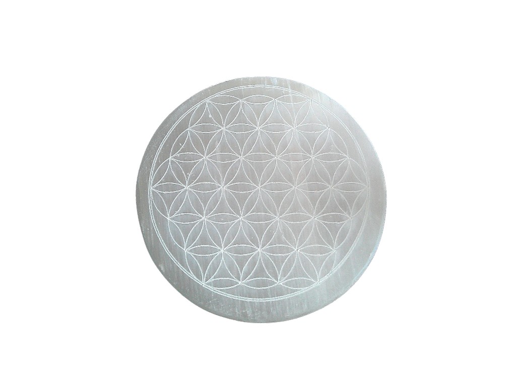 Selenite Charging Plate 8cm Round. Flower of Life - Image 3