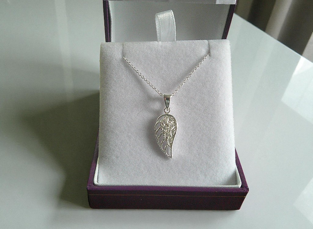 Sterling Silver Angel Wing Pendant Necklace - Image 2