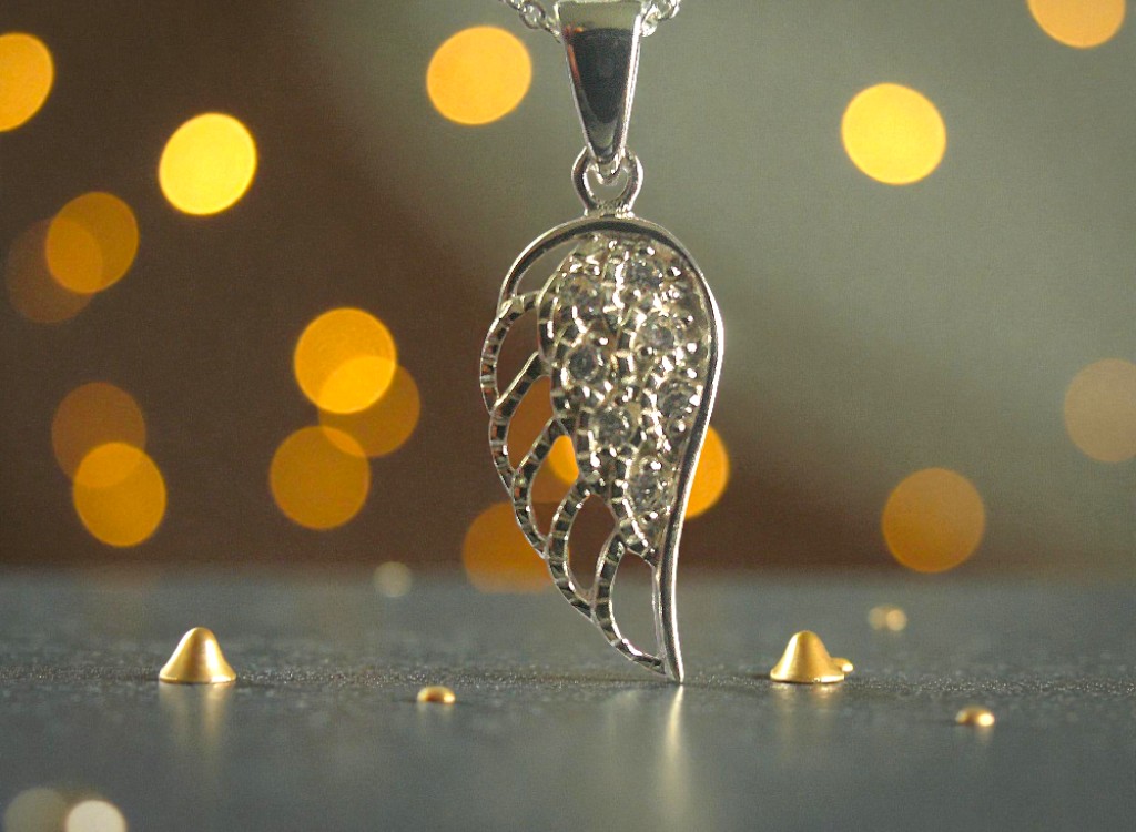 Sterling Silver Angel Wing Pendant Necklace - Image 3