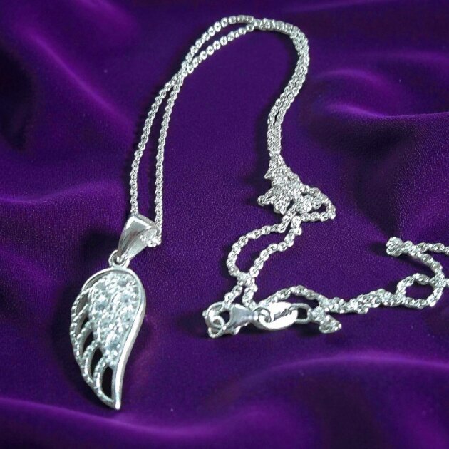 Sterling Silver Angel Wing Pendant Necklace