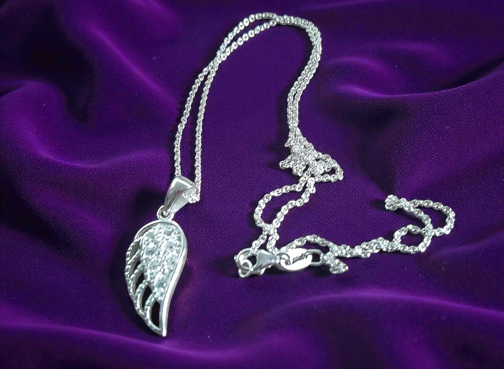 Sterling Silver Angel Wing Pendant Necklace