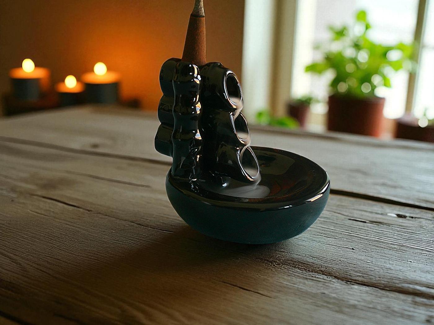 Black Bamboo Designed Backflow Burner