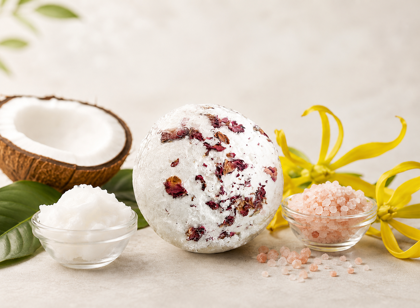 Himalayan Salt Bath Bomb, Ylang Ylang & Coconut Oil
