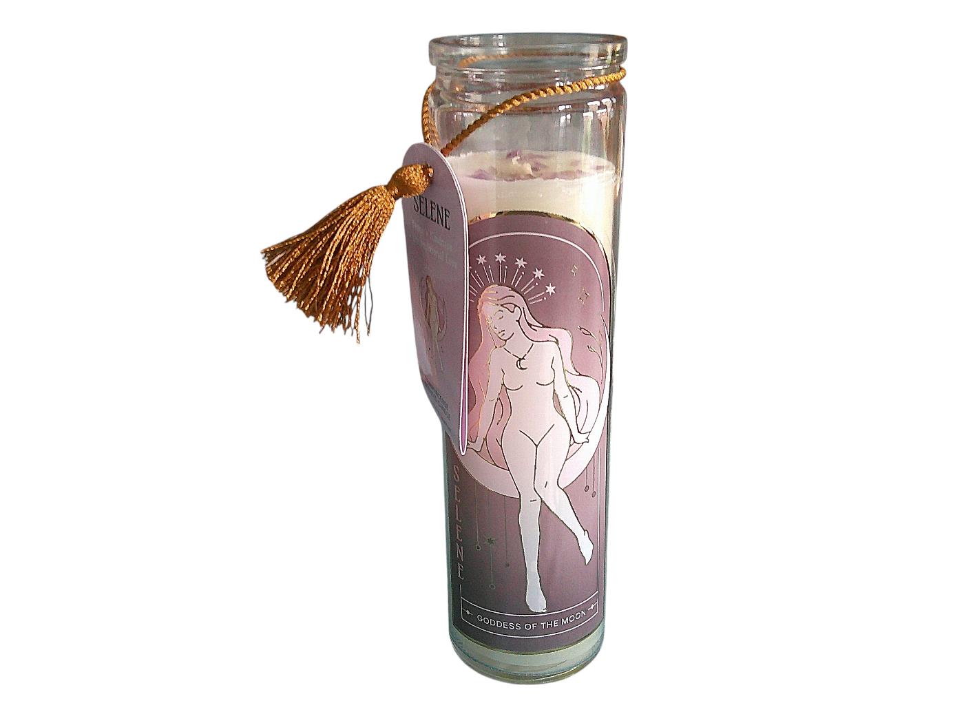 Tube Candle, Selene Moon Goddess. Frankincense with Amethyst Crystals - Image 2