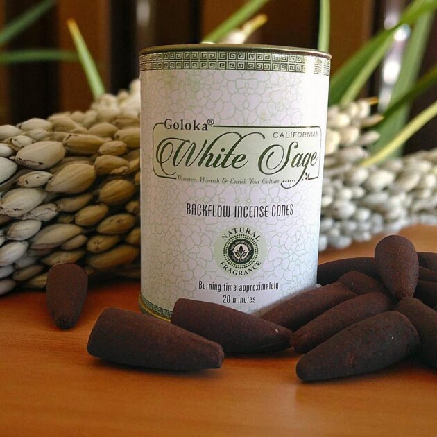 Goloka White Sage Backflow Incense Cones