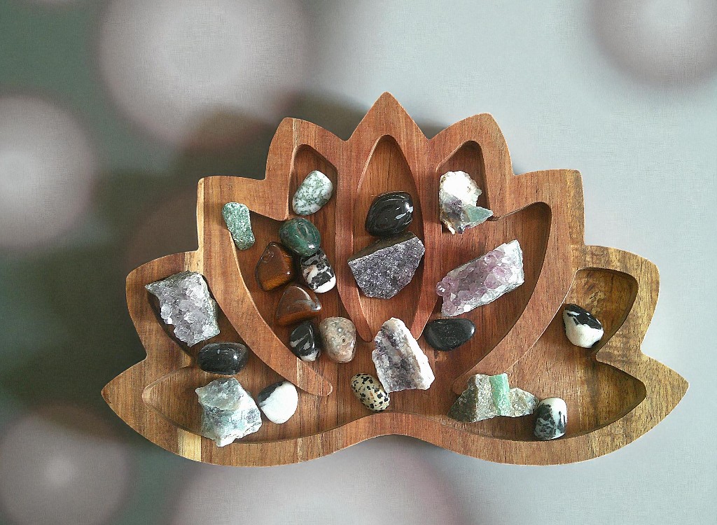 Carved Lotus Flower Wooden Tray