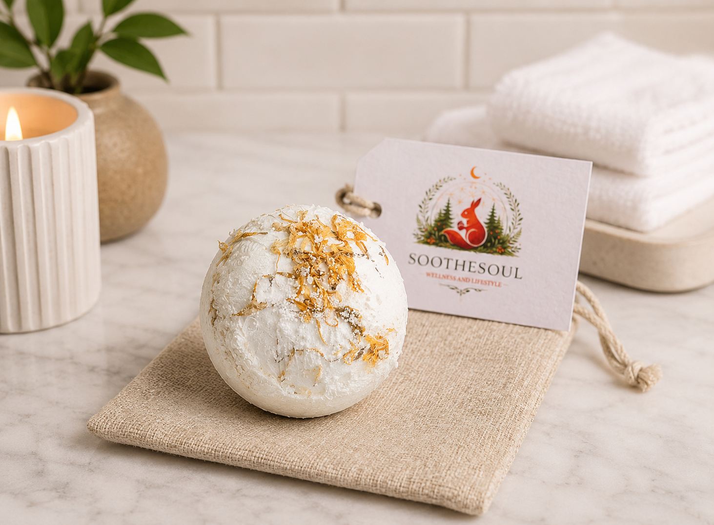 Himalayan Salt Bath Bomb, Lemon, Ginger, Orange & Avocado Oil - Image 2