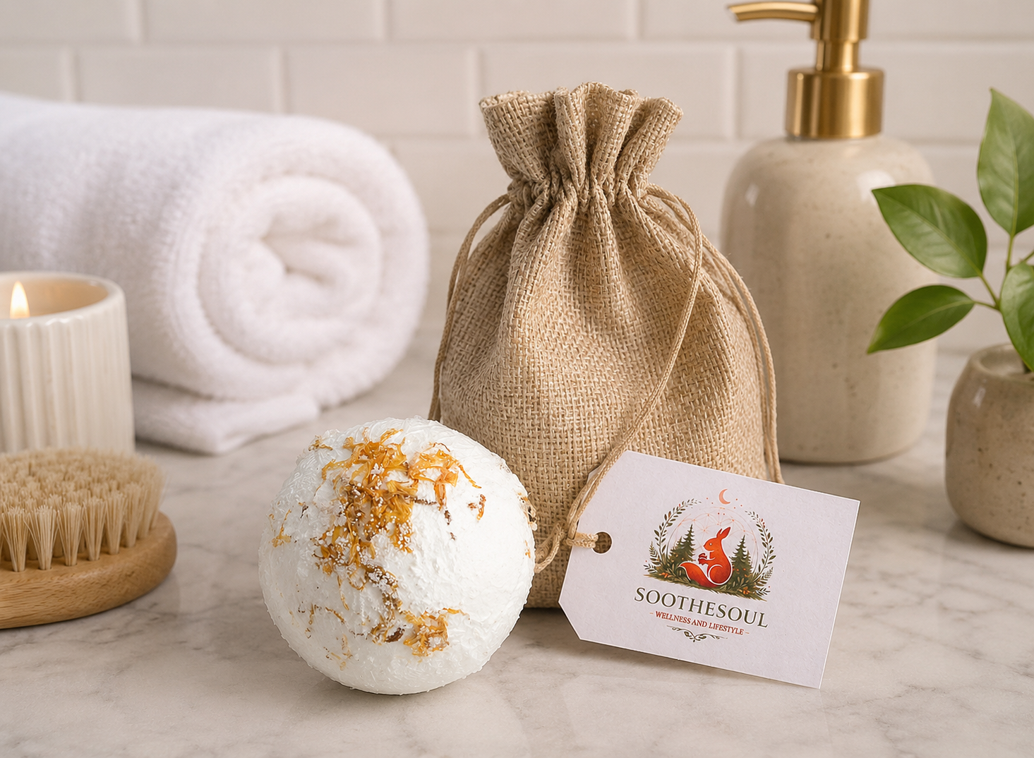 Himalayan Salt Bath Bomb, Lemon, Ginger, Orange & Avocado Oil - Image 3