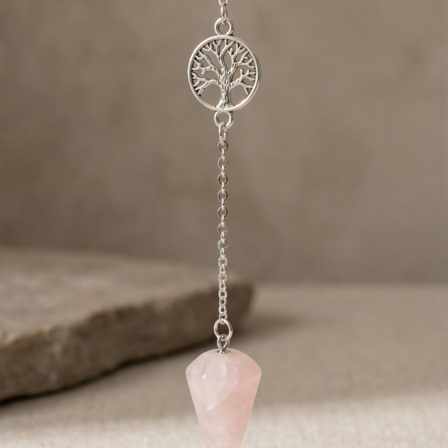 Rose Quartz Tree of Life Pendulum