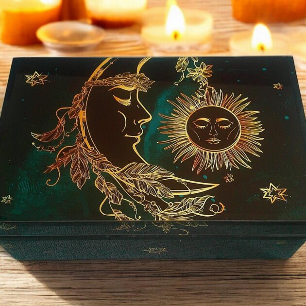 Sun and Moon Glass Trinket Box Large