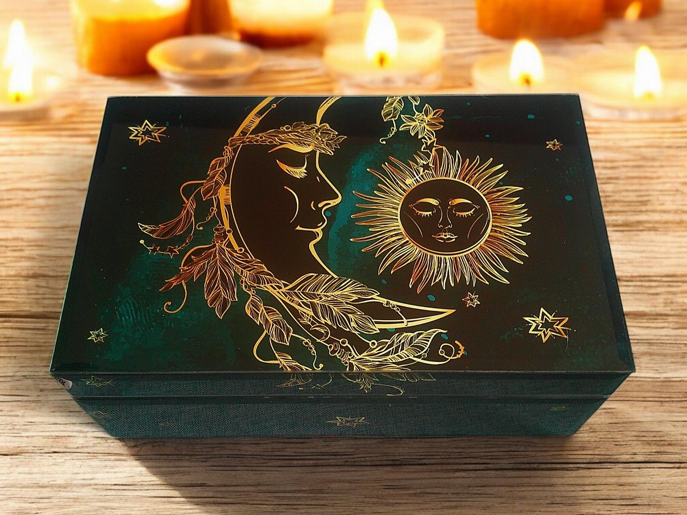 Sun and Moon Glass Trinket Box Large