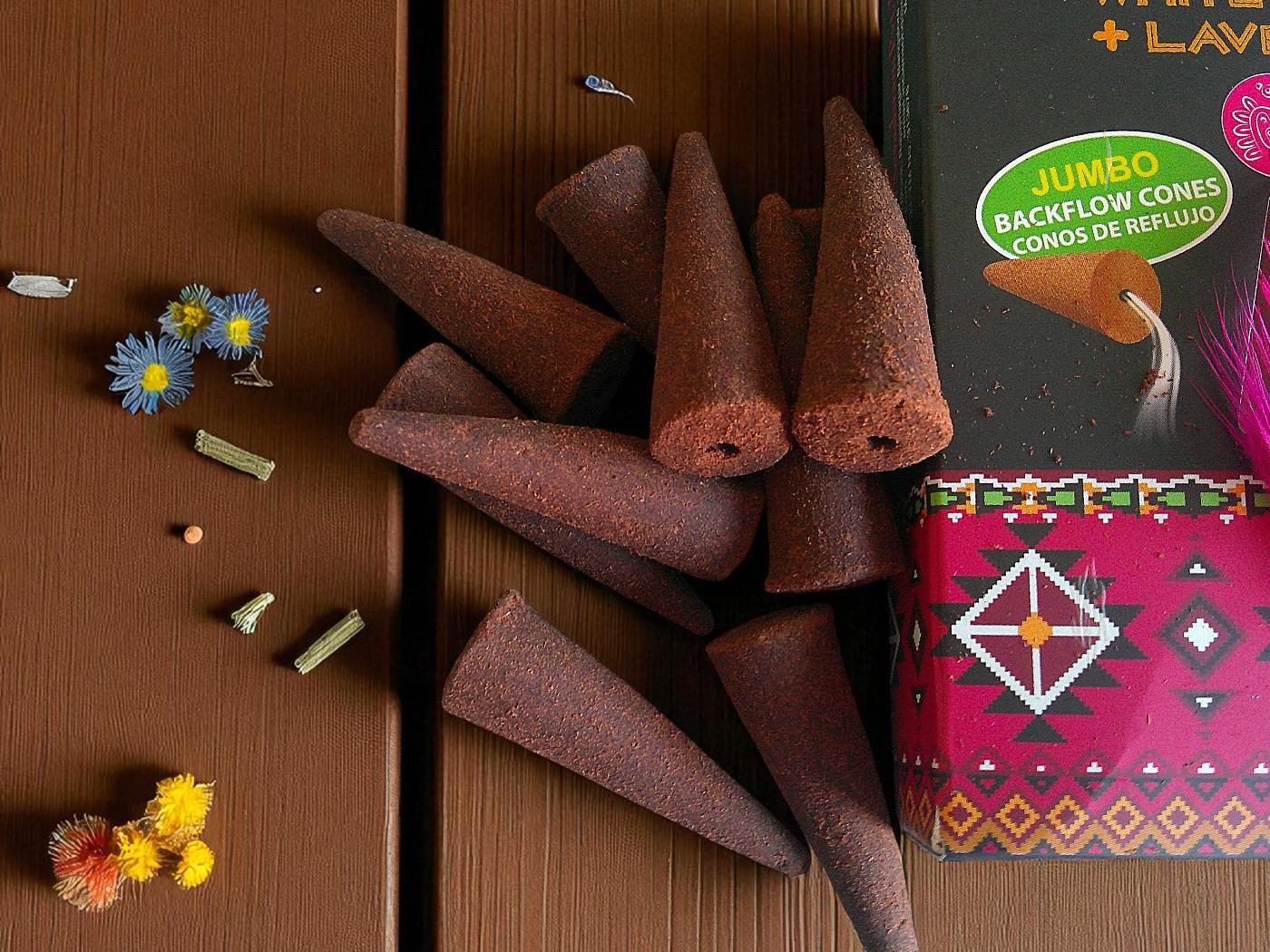 Tribal Soul Jumbo White Sage and Lavender backflow Incense Cones - Image 2