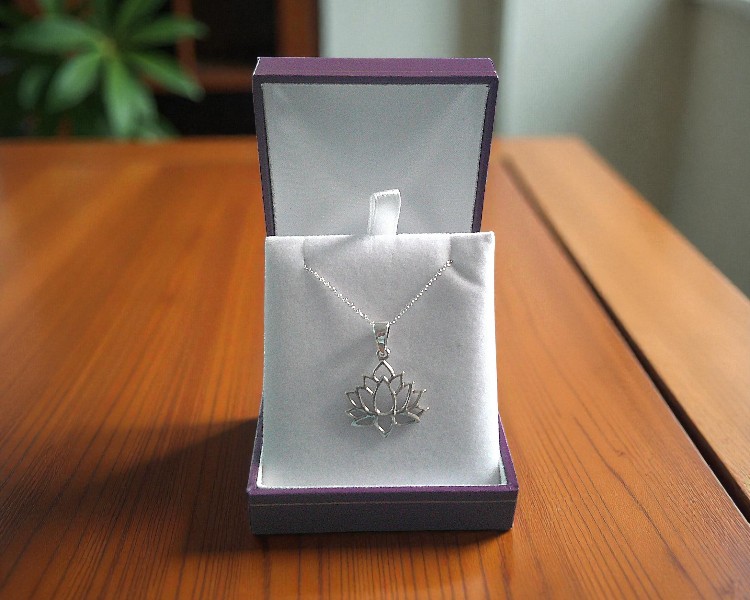 Lotus Flower Sterling Silver Necklace - Image 3