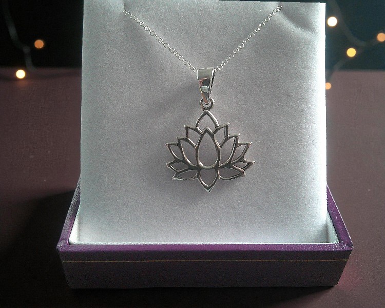 Lotus Flower Sterling Silver Necklace - Image 2