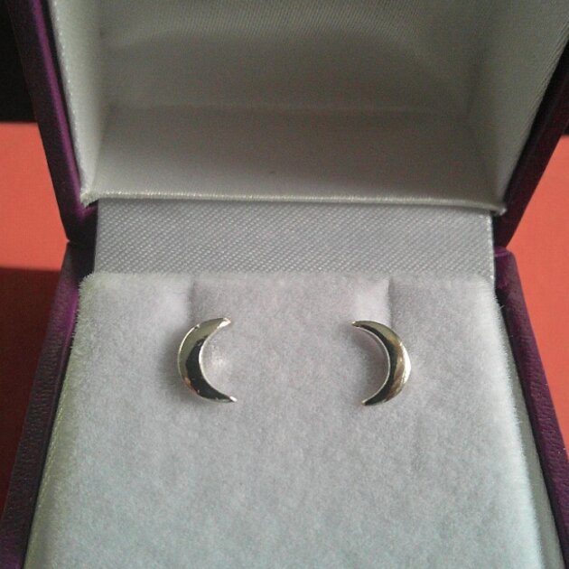 Sterling Silver Crescent Moon Studs