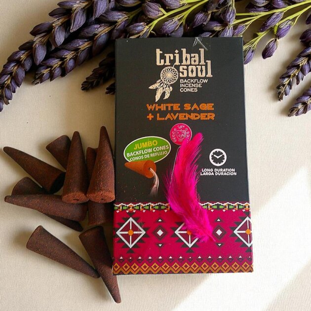 Tribal Soul Jumbo White Sage and Lavender backflow Incense Cones