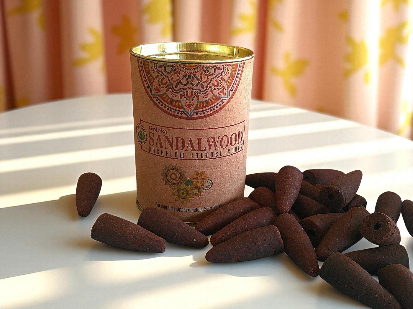 Goloka Sandalwood Backflow Incense Cones