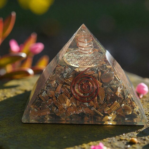 Orgonite Tigers Eye Pyramid 8cm base
