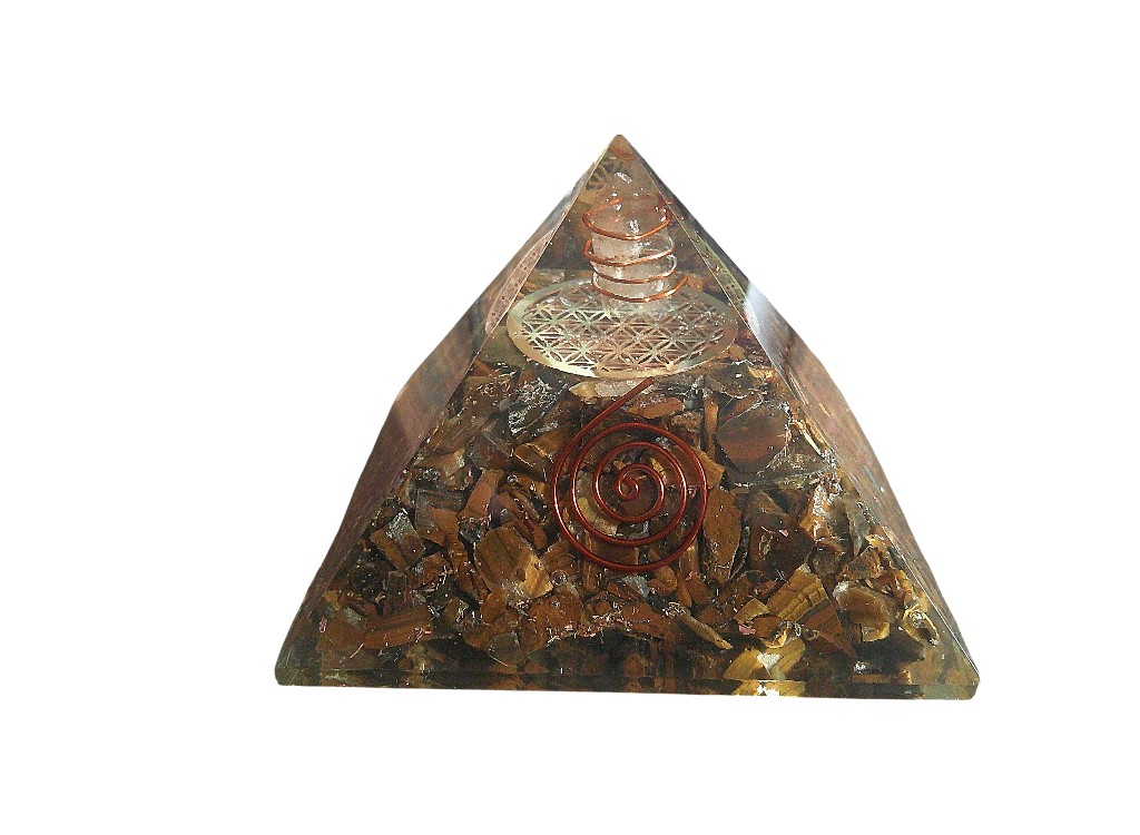 Orgonite Tigers Eye Pyramid 8cm base - Image 2