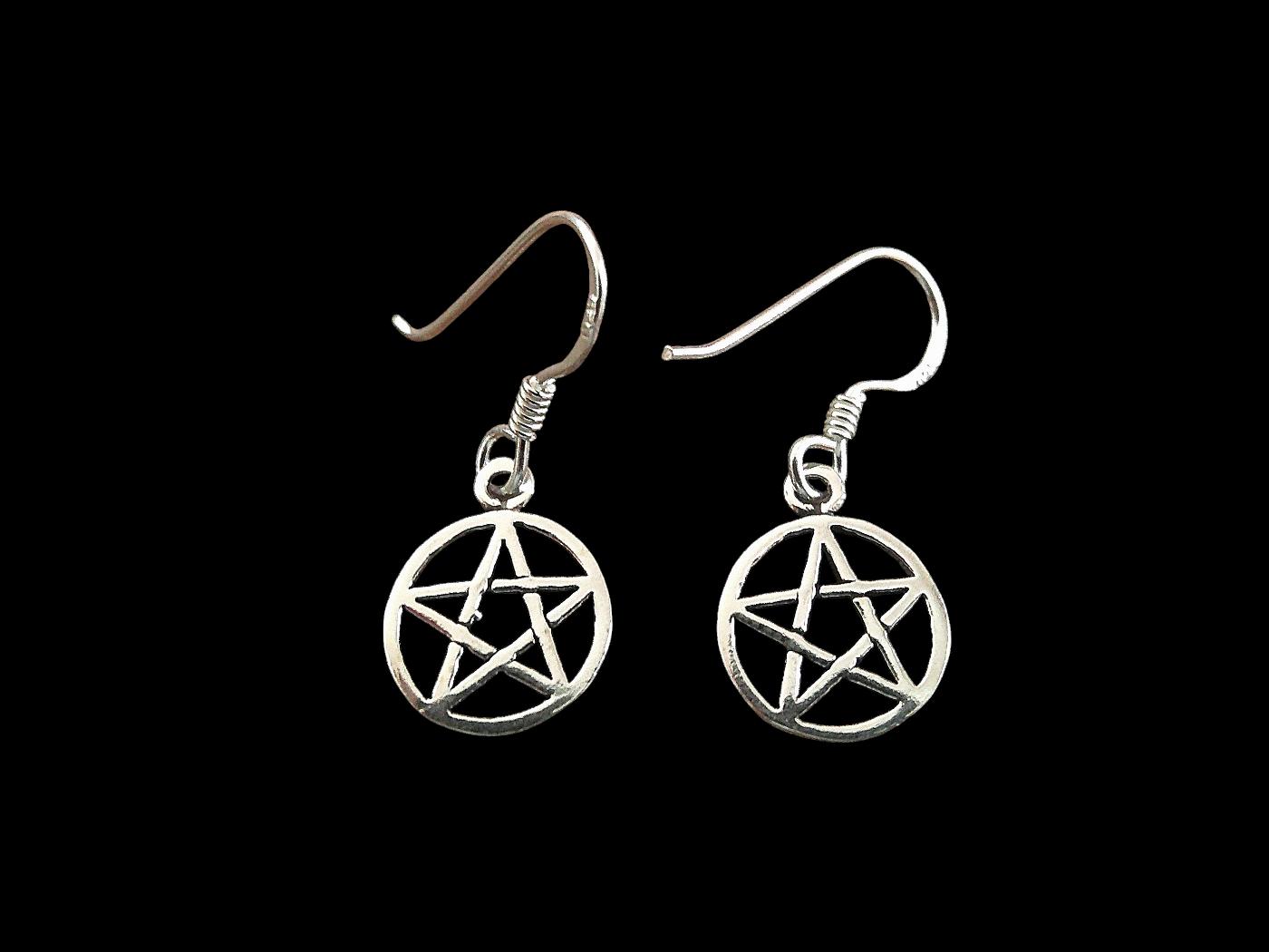 Sterling Silver Pentagram Drop Earrings - Image 3