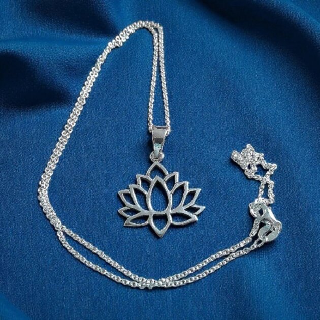 Lotus Flower Sterling Silver Necklace