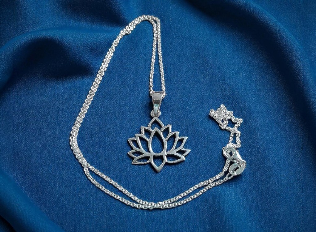 Lotus Flower Sterling Silver Necklace