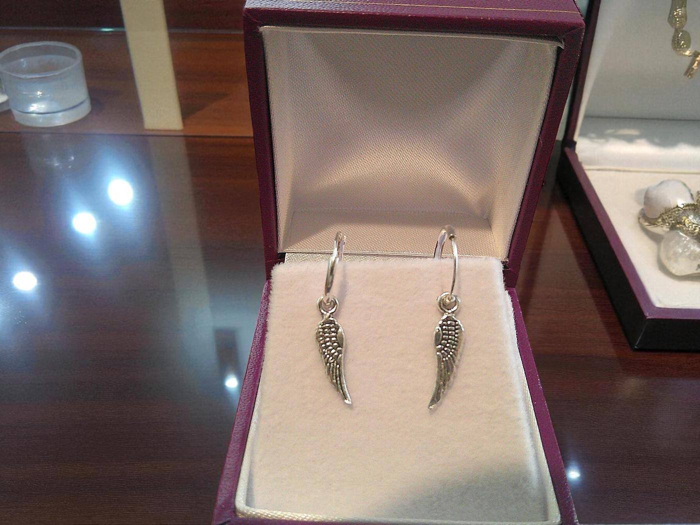 Sterling Silver Angel Wing Hoop Earrings