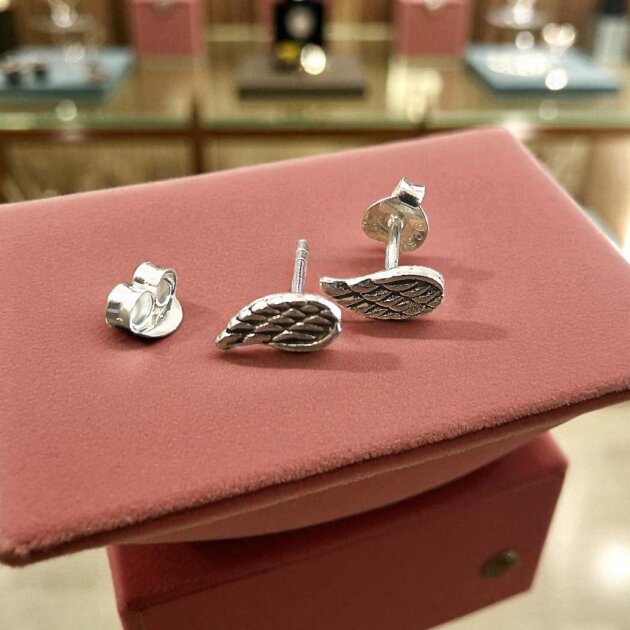 Delicate Sterling Silver Angel Wing Studs