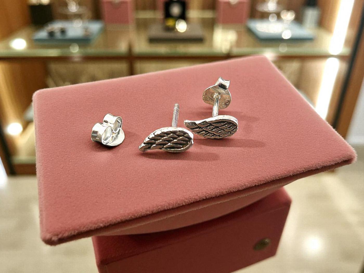 Delicate Sterling Silver Angel Wing Studs