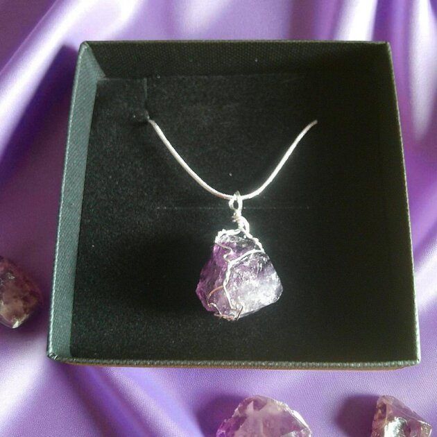 Caged Rough Amethyst Necklace