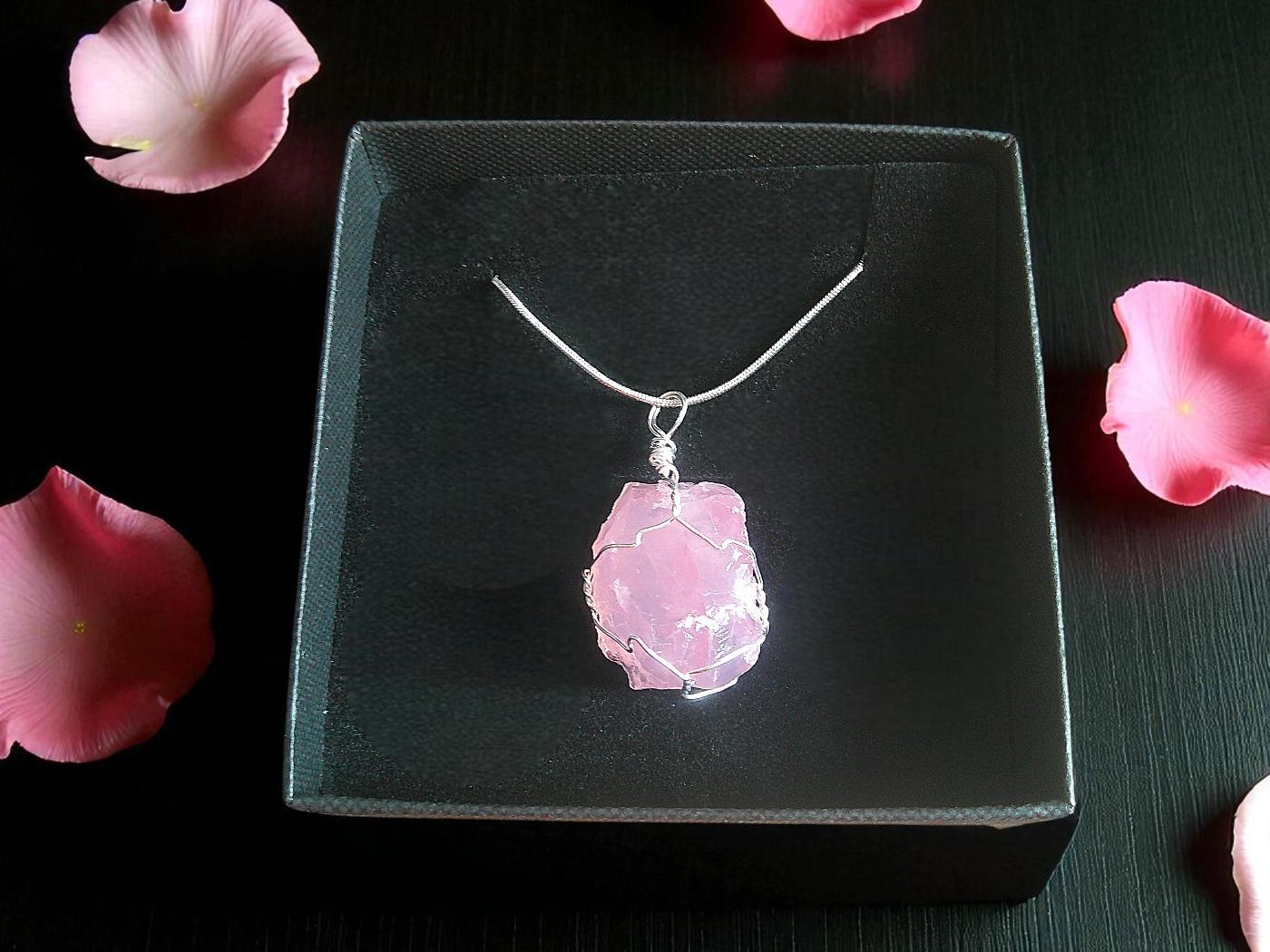 Caged Rough Rose Quartz Necklace - Image 2
