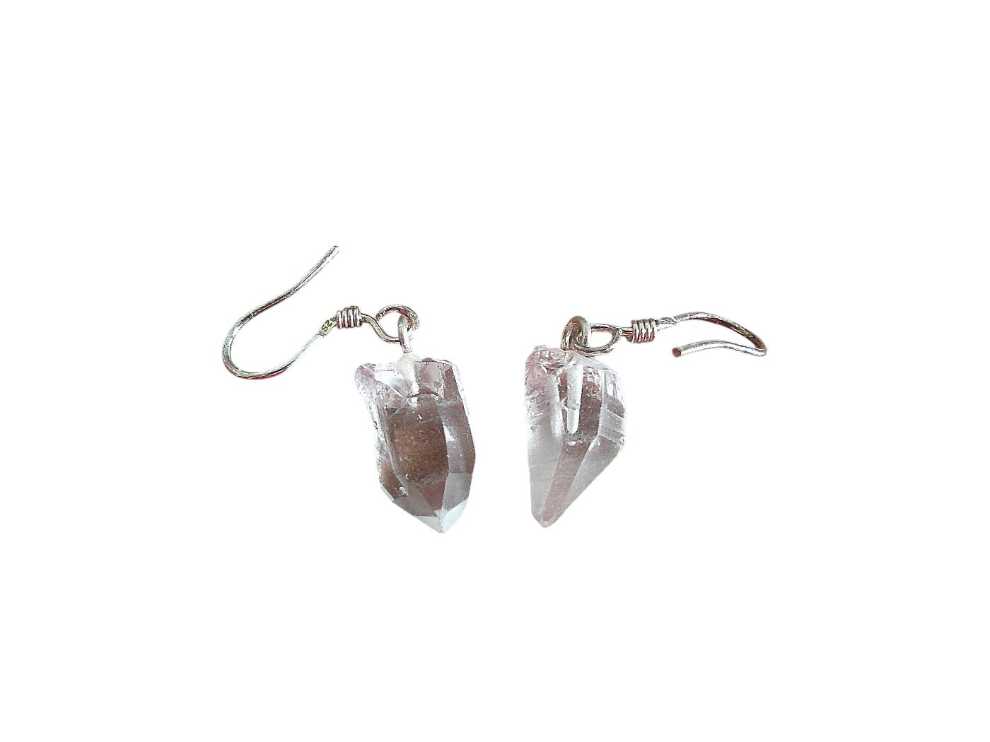 Rough Clear Quartz Sterling Silver Earrings - Image 3