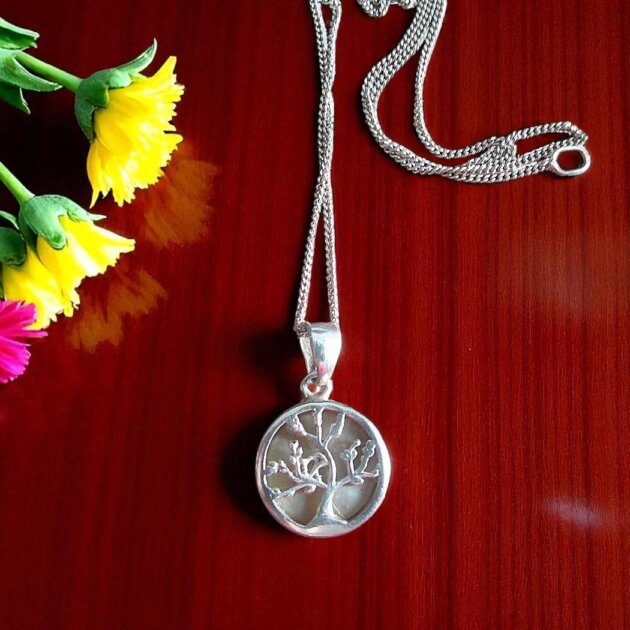 Sterling Silver Tree of Life and Mother of Pearl Necklace