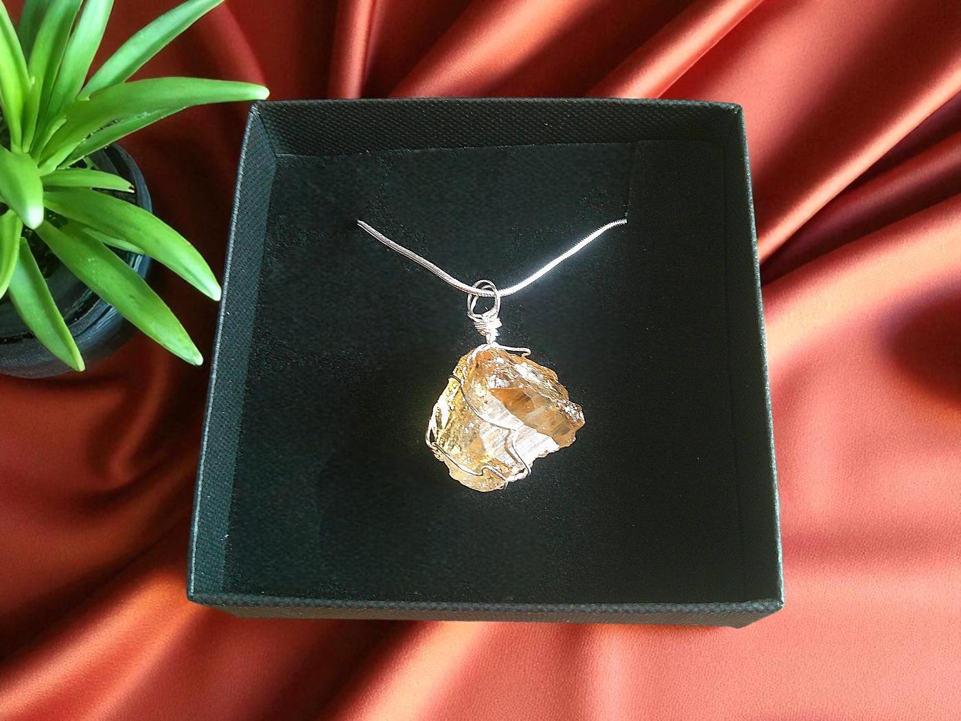 Caged Rough Citrine Crystal Necklace - Image 2
