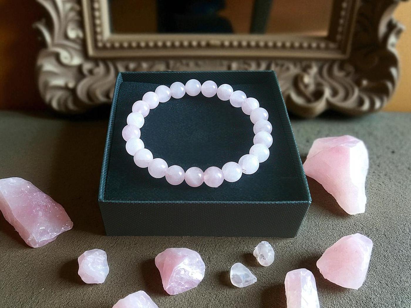 Natural Rose Quartz Bead Bracelet